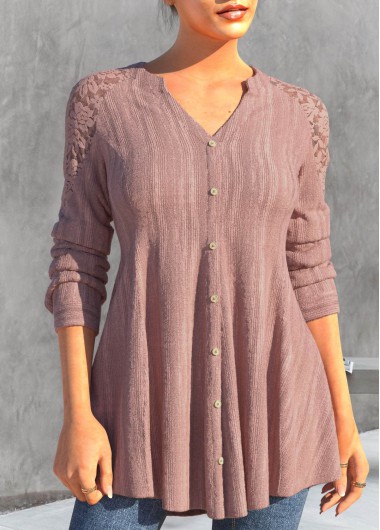 Modlily-Women's Clothing > Tops > Blouses&Shirts-COLOR-Dusty Pink