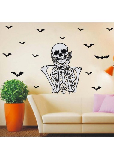 Black Halloween Skull and Bats Print Decorative Stickers     