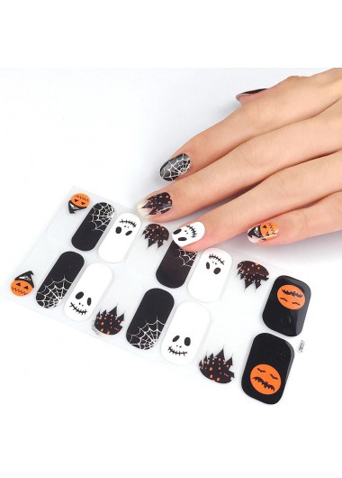 Black Halloween Pumpkin Print Nail Sticker     