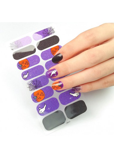 Purple Halloween Print Design PVC Nail Sticker     