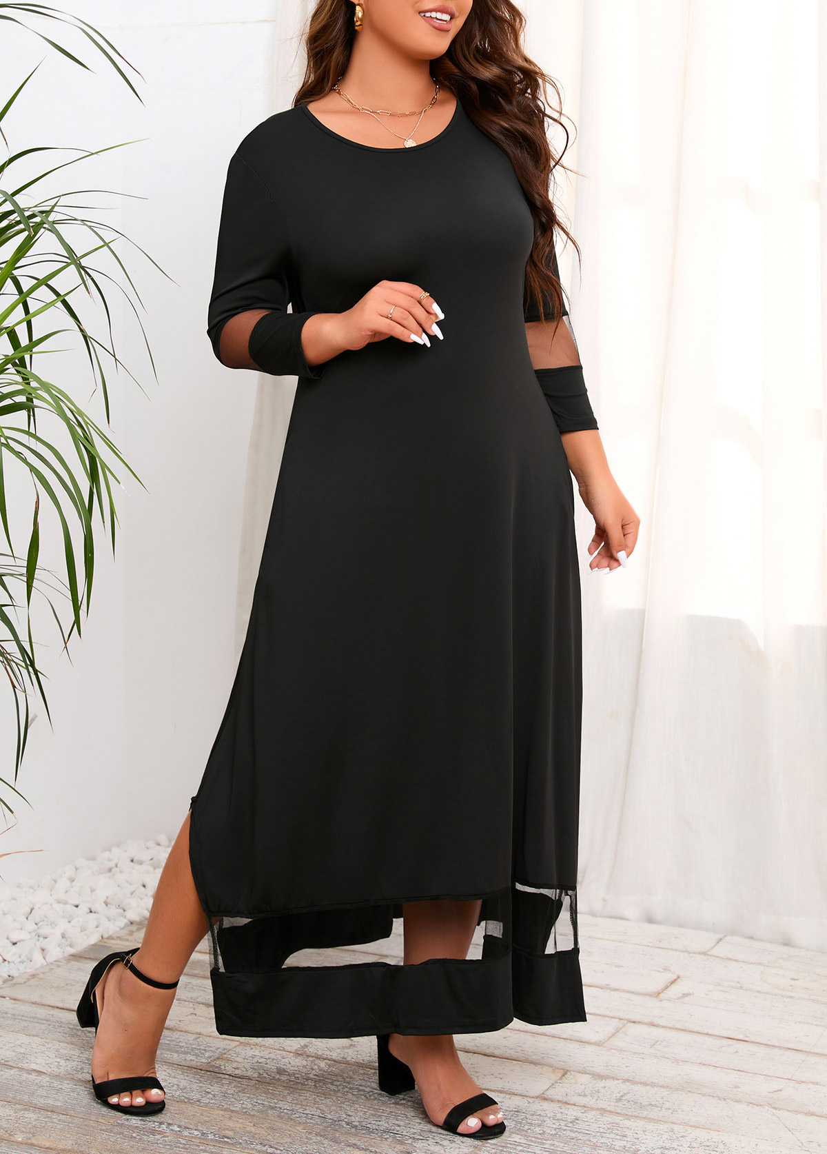 Black Pocket Plus Size Maxi Dress