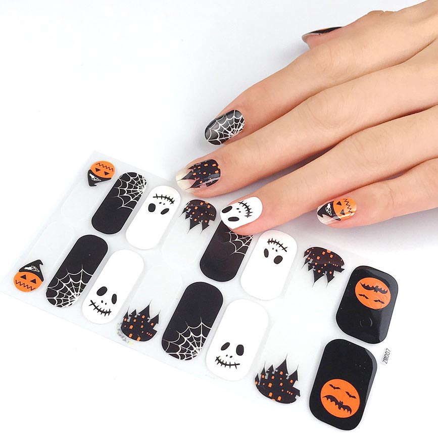 Black Halloween Pumpkin Print Nail Sticker