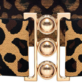 Multi Color Elastic Leopard Metal Detail Belt