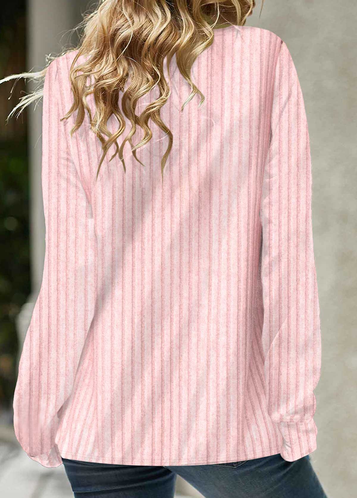 Pink Plus Size Tartan Print Long Sleeve Sweatshirt