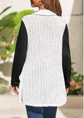 White Fake 2in1 Long Sleeve Cowl Neck Sweatshirt