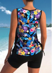 Floral Print Black Cross Strap Tankini Set | thumb picture 