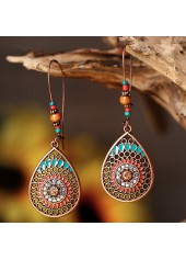 Dark Camel Copper Waterdrop Shape Earrings