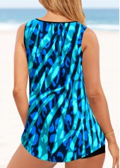 Lace Up Geometric Print Blue Tankini Top-No Bottom | picture 2