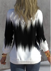 Black Zipper Ombre Long Sleeve High Neck Sweatshirt | thumb picture 