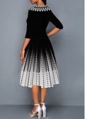 Black Ombre 3/4 Sleeve Round Neck Dress | thumb picture 