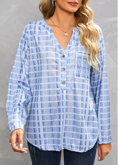  Modlily-Women's Clothing > Tops > Blouses&Shirts-COLOR-Dusty Blue