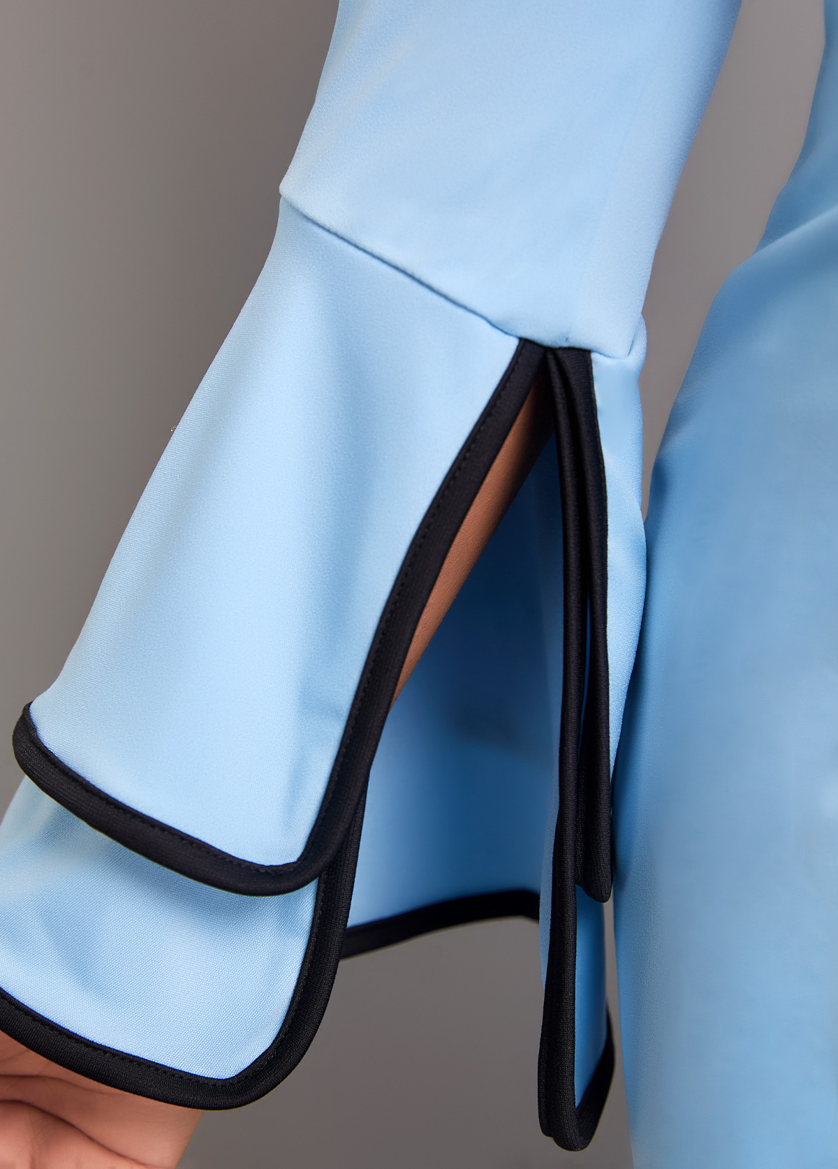 Light Blue Contrast Binding Belted Bodycon Dress