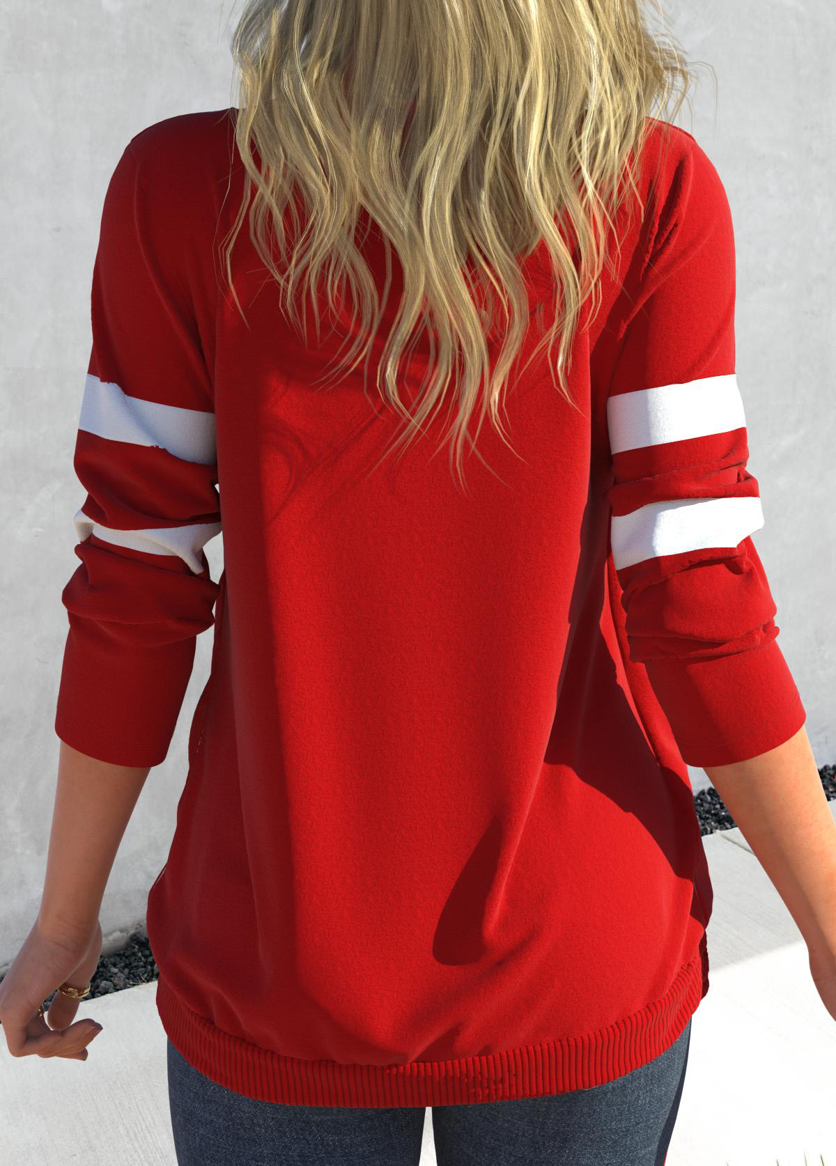 Red Fake 2in1 Long Sleeve T Shirt