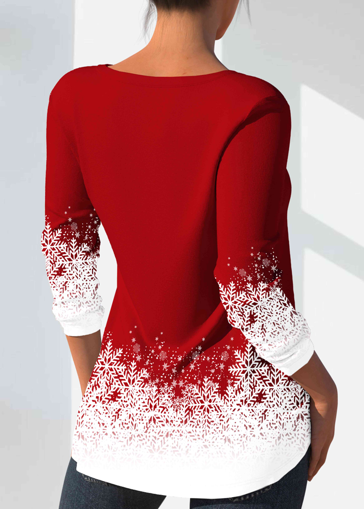 Red Cut Out Christmas Print T Shirt