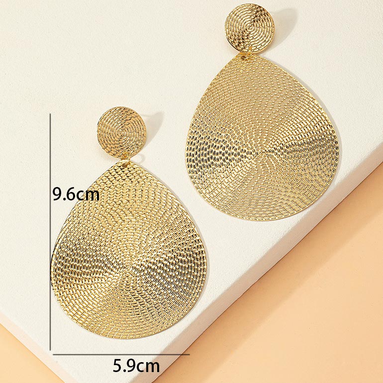 Gold Teardrop Design Metal Detail Earrings