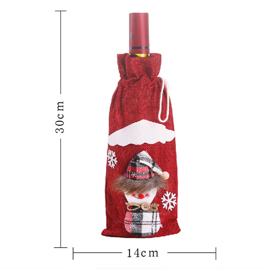 Red Christmas Snowflake Print Wine Cover