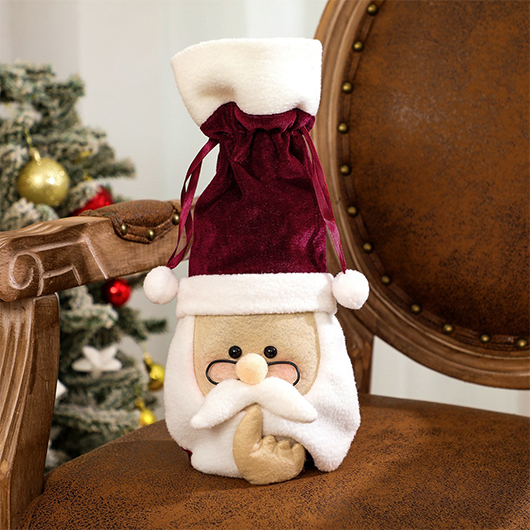 Red Christmas Santa Claus Print Wine Cover