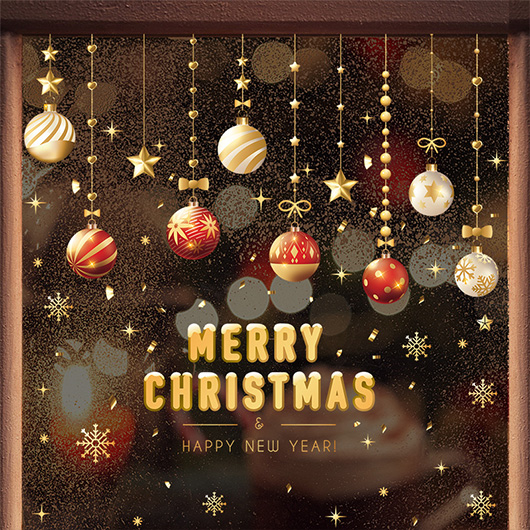 Gold Christmas Print Bells Detail Sticker
