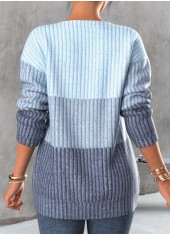 Light Blue Zipper Contrast Long Sleeve Sweatshirt | thumb picture 