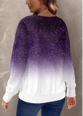 Purple Ombre Long Sleeve Round Neck Sweatshirt | thumb picture 