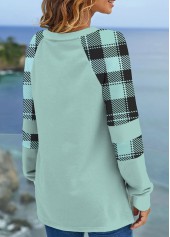Mint Green Split Plus Size Plaid Sweatshirt | thumb picture 