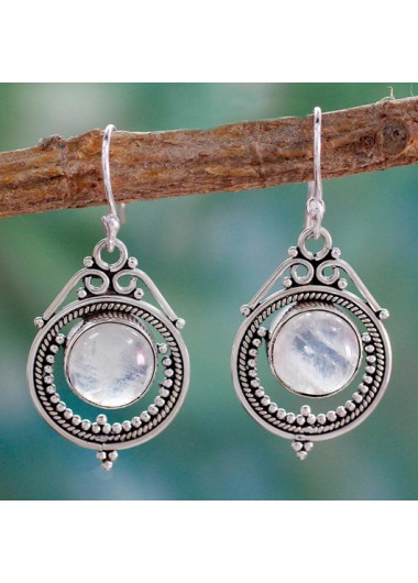 women clothes image of Silvery White Round Detail Metal Earrings