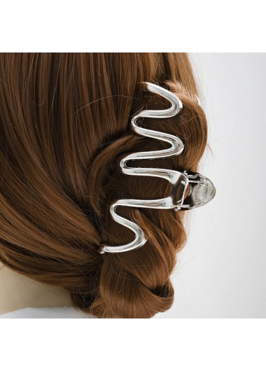Silvery White Metal Detail Wave Design Barrette
