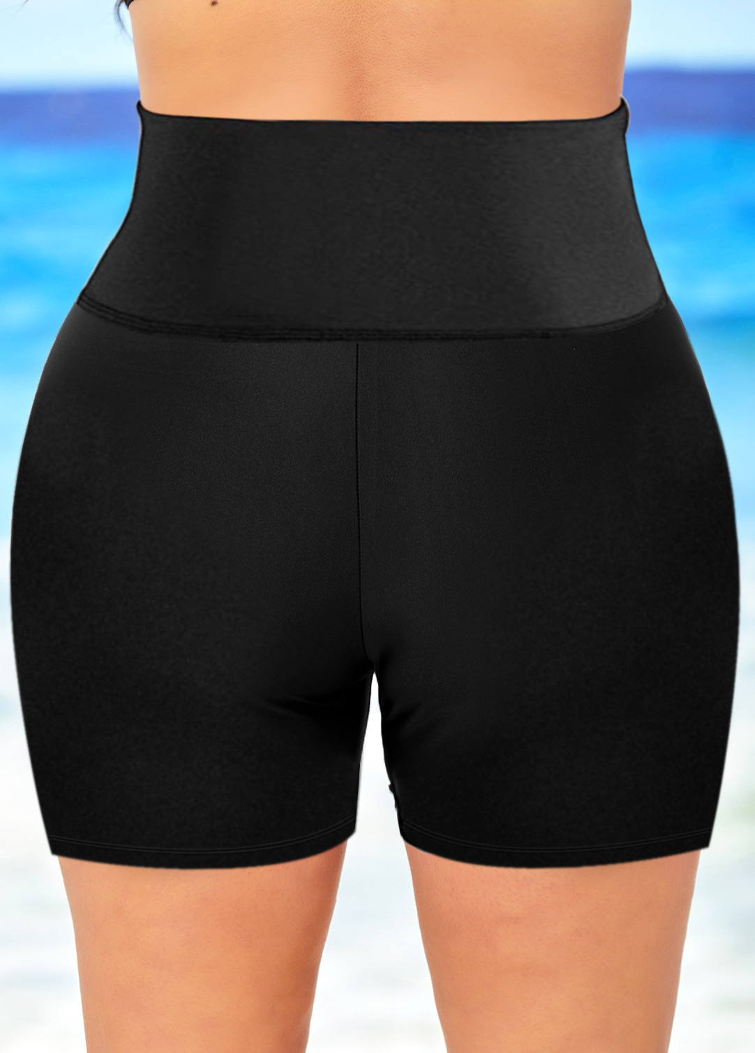 Plus Size Pocket Detail High Waist Swim Shorts