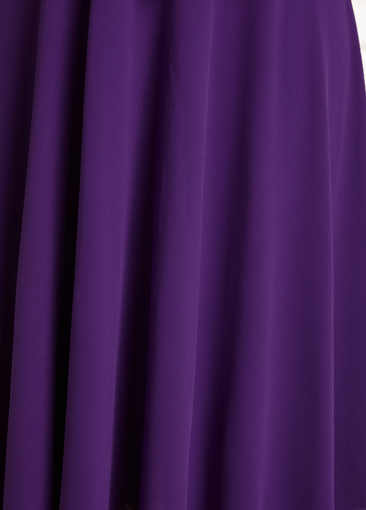 Purple Lace Cap Sleeve Round Neck Dress