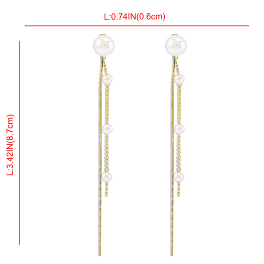1 Pair Gold Pearl Chain Design Earrings