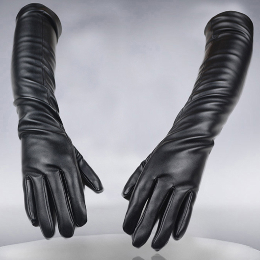 Black Above Elbow Warming Full Finger Gloves
