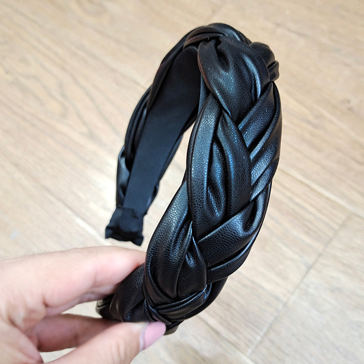 Black Cross Deisgn Faux Leather Headband