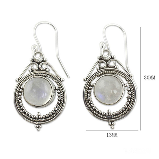 Silvery White Round Detail Metal Earrings