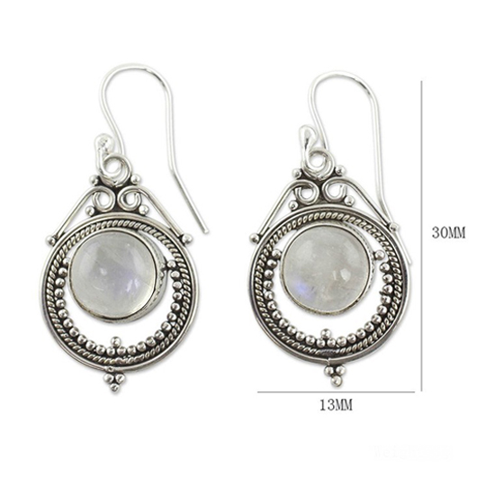 Silvery White Round Detail Metal Earrings | picture 