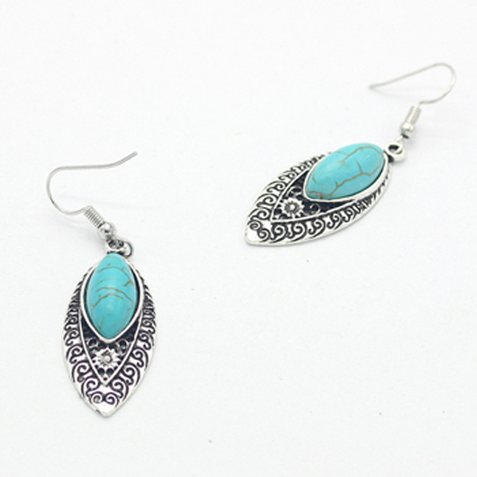 1 Pair Leaf Turquoise Metal Earrings