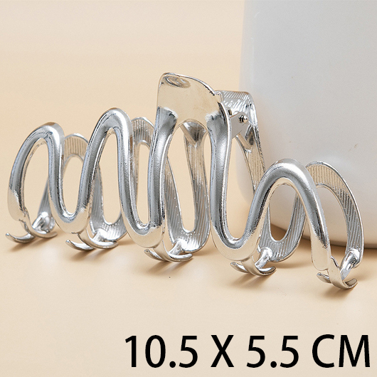 Silvery White Metal Detail Wave Design Barrette | picture 