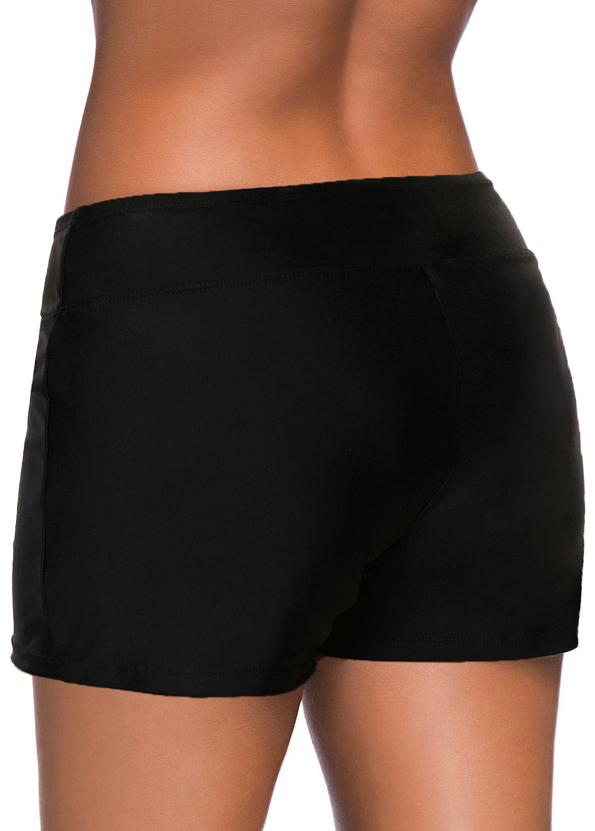 Low Waisted Black Button Swimwear Shorts