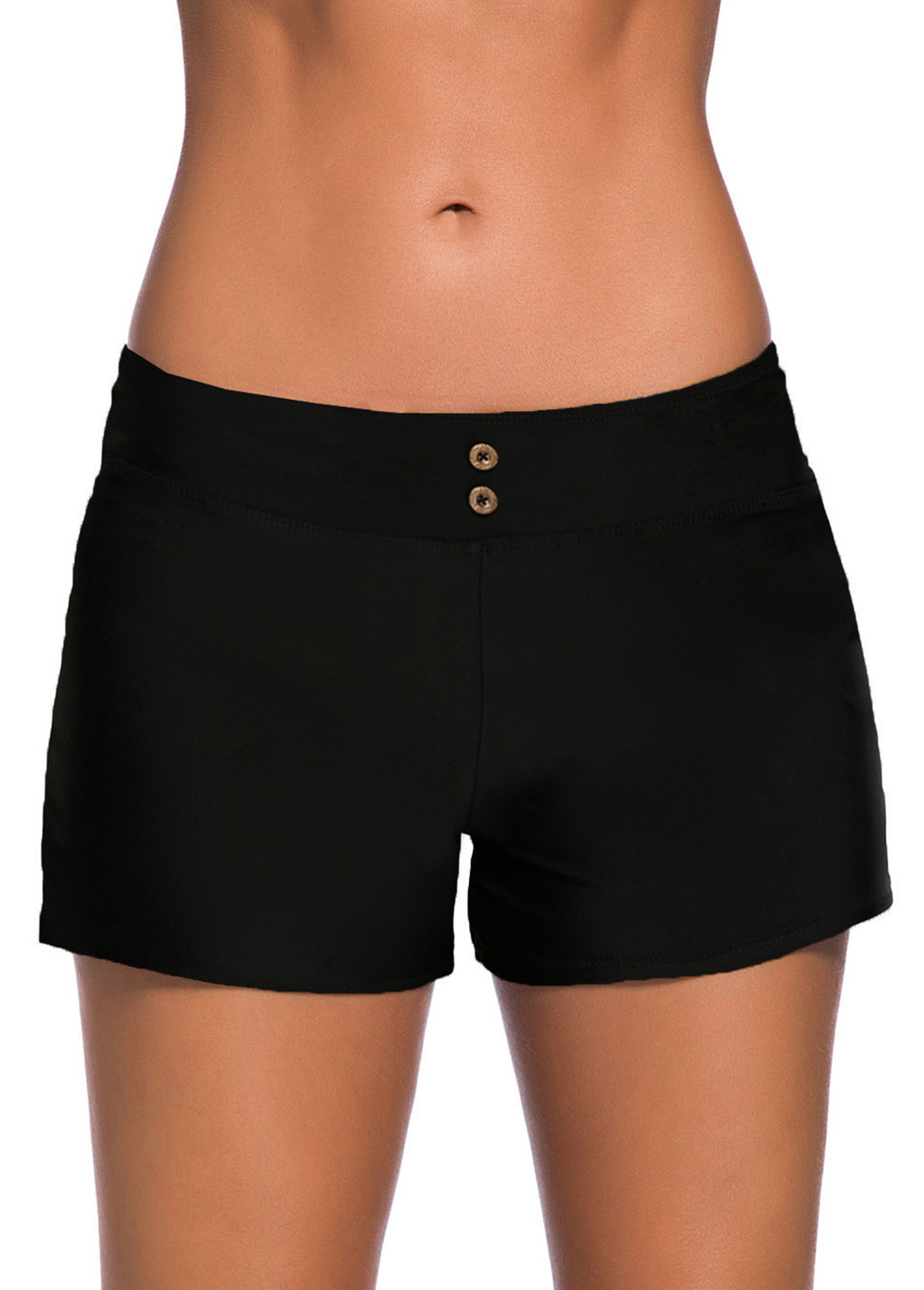 Low Waisted Plus Size Black Swim Shorts | picture 