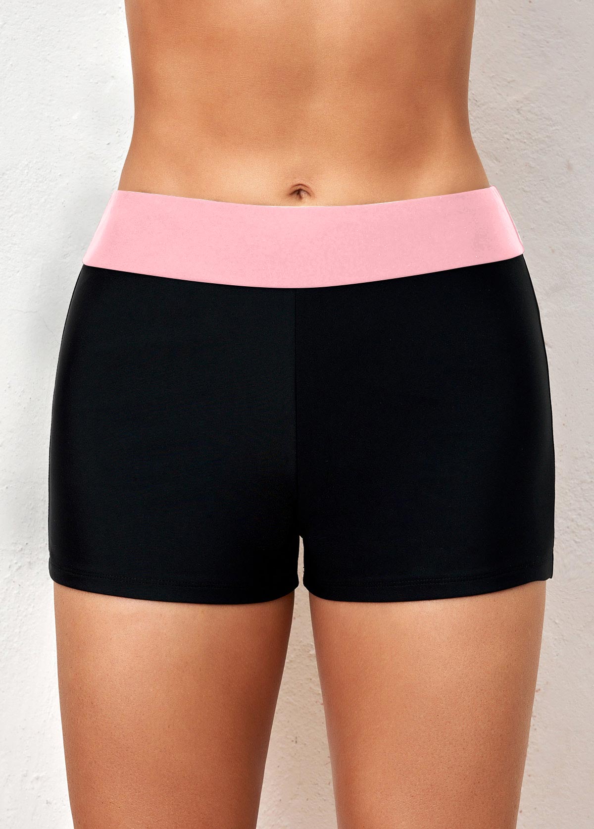 Mid Waisted Contrast Pink Swim Shorts
