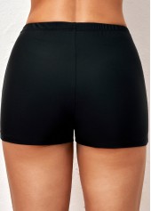 Black Mid Waisted Elastic Detail Swimwear Shorts | thumb picture 