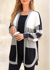 Black Split Plaid Long Sleeve Coat