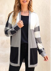 Black Split Plaid Long Sleeve Coat