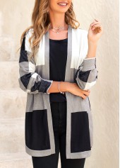 Black Split Plaid Long Sleeve Coat