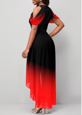 Plus Size Red Asymmetry Ombre Short Sleeve Jumpsuit | thumb picture 