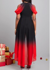 Plus Size Red Asymmetry Ombre Short Sleeve Jumpsuit | thumb picture 