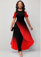 Plus Size Red Asymmetry Ombre Short Sleeve Jumpsuit | thumb picture 