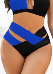 Mid Waisted Blue Cross Strap Bikini Bottom