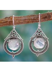 Silvery White Round Detail Metal Earrings