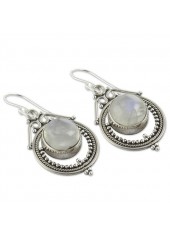 Silvery White Round Detail Metal Earrings | thumb picture 