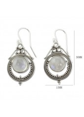 Silvery White Round Detail Metal Earrings | thumb picture 